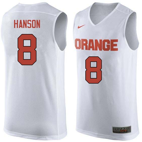 Men #8 Vic Hanson Syracuse White College Basketball Jerseys Sale-White